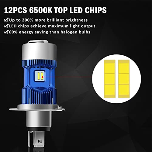 DZG H4 Motorcycle LED Headlight Bulb 9003 HB2 HS1 P43t 6500K High Low Beam Light Conversion Kit 2 Yr Warranty, 1 Pack