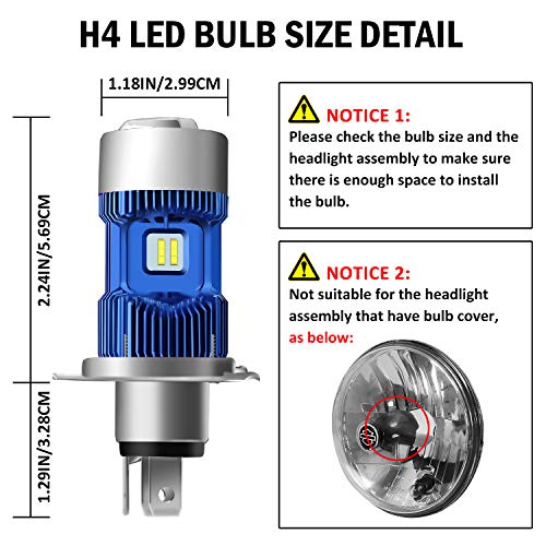 DZG H4 Motorcycle LED Headlight Bulb 9003 HB2 HS1 P43t 6500K High Low Beam Light Conversion Kit 2 Yr Warranty, 1 Pack