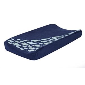 lambs & ivy oceania diaper changing pad cover - blue fish