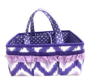 bacati mix and match nursery fabric storage caddy with handles, purple