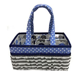 Bacati Elephants Nursery Fabric Storage Caddy with Handles, Blue/Navy/Grey