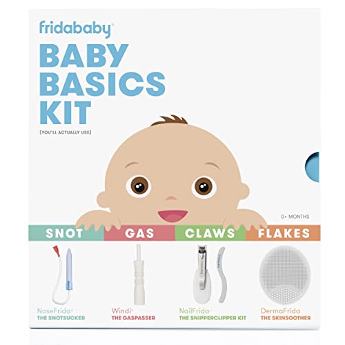 Baby Basics Kit by FridaBaby |Includes NoseFrida, NailFrida, Windi, DermaFrida + Silicone Carry Case