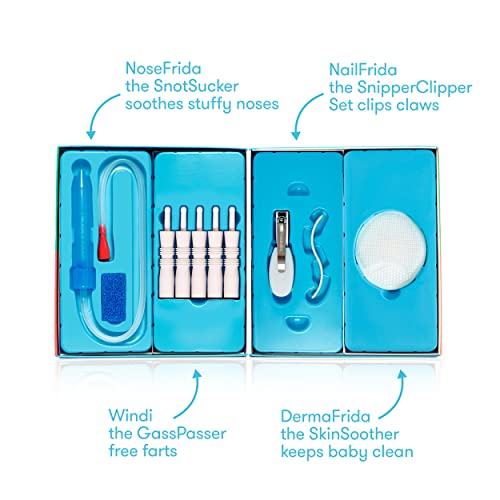 Baby Basics Kit by FridaBaby |Includes NoseFrida, NailFrida, Windi, DermaFrida + Silicone Carry Case