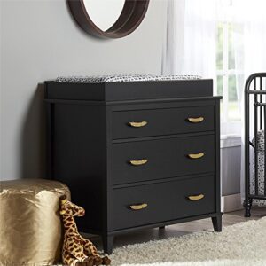 little seeds monarch hill hawken changing table topper, black