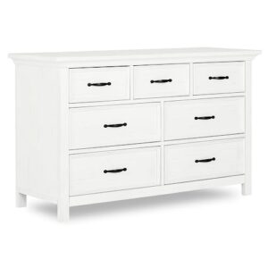 evolur belmar double dresser in weathered white, comes assembled, included anti-tip kit, seven spacious drawers, dresser for nursery, bedroom, wooden nursery furniture