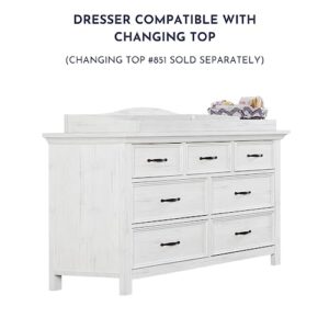 Evolur Belmar Double Dresser in Weathered White, Comes Assembled, Included Anti-Tip Kit, Seven Spacious Drawers, Dresser For Nursery, Bedroom, Wooden Nursery Furniture