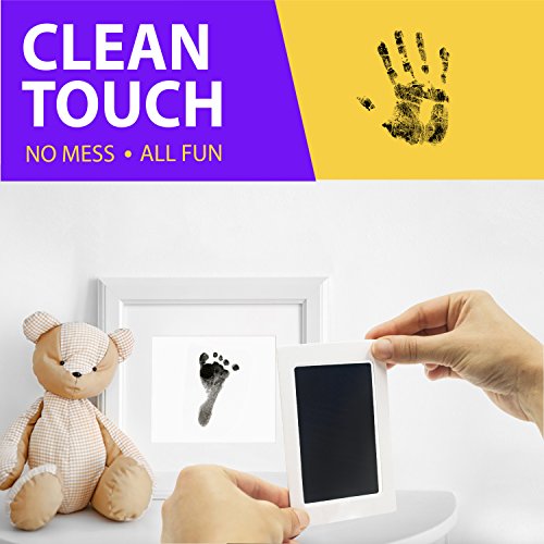 Clean Touch Ink Pad for Baby Handprints and Footprints – Inkless Infant Hand & Foot Stamp – Safe for Babies, Doesn’t Touch Skin – Perfect Family Memory or Gift – Black Print Kit by Tiny Gifts