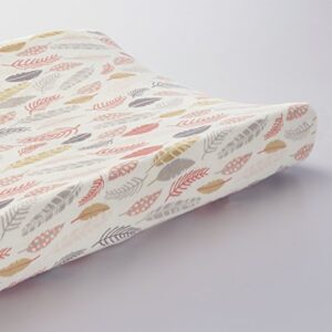 Lambs & Ivy Family Tree Coral/Gray/Gold Feather Changing Pad Cover