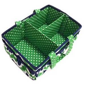 Bacati Mix and Match Nursery Fabric Storage Caddy with Handles, Navy/Green