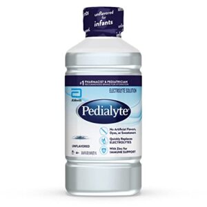 Pedialyte Electrolyte Solution, Unflavored, Hydration Drink, 33.8 Fl Oz. (Pack of 4)