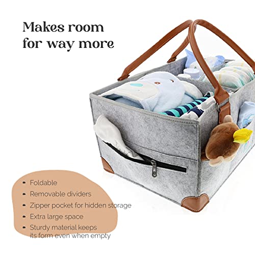 luxury little Extra Large Baby Diaper Caddy Organizer, Portable Car Caddy, Changing Table Organizer for Diapers, Wipes & Toys, Newborn Baby Boy & Girl Essentials, Collapsible Baby Basket