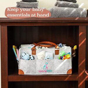 luxury little Extra Large Baby Diaper Caddy Organizer, Portable Car Caddy, Changing Table Organizer for Diapers, Wipes & Toys, Newborn Baby Boy & Girl Essentials, Collapsible Baby Basket