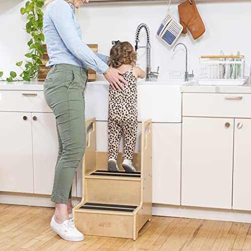 ECR4Kids Reach-Up Step Stool with Handles, Children's Furniture, Natural