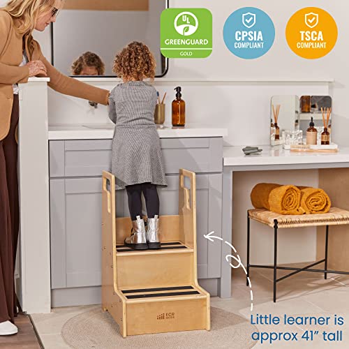 ECR4Kids Reach-Up Step Stool with Handles, Children's Furniture, Natural