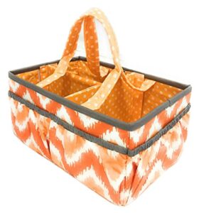 bacati mix and match unisex nursery fabric storage caddy with handles, orange