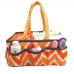 Bacati Mix and Match Unisex Nursery Fabric Storage Caddy with Handles, Orange