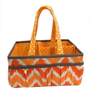 Bacati Mix and Match Unisex Nursery Fabric Storage Caddy with Handles, Orange
