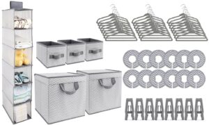 goloho nursery organizer and storage closet set (50 pieces), chevron pattern, grey and white