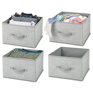 mdesign fabric bin for cube organizer - foldable cloth storage cube - collapsible closet storage organizer - folding storage bin for clothes and more - lido collection - 4 pack - gray