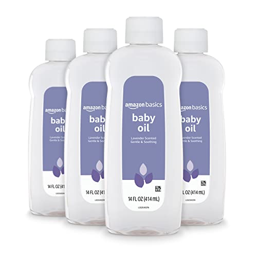 Amazon Basics Baby Oil, Lavender Scented, 14 Fluid Ounce, 4-Pack (Previously Solimo)