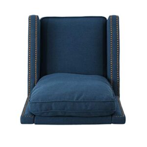 Christopher Knight Home Armstrong Recliner, Navy Blue + Dark Brown