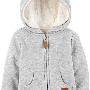 Simple Joys by Carter's Unisex Babies' Hooded Sweater Jacket with Sherpa Lining, Grey, 3-6 Months