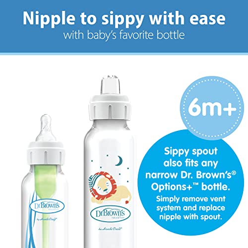 Dr. Brown’s® Milestones™ Narrow Sippy Bottle, 100% Silicone Soft Sippy Spout, 8oz/250mL, Lion, 6m+