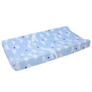 carter's take flight airplane/cloud/star super soft changing pad cover, blue, navy, white,