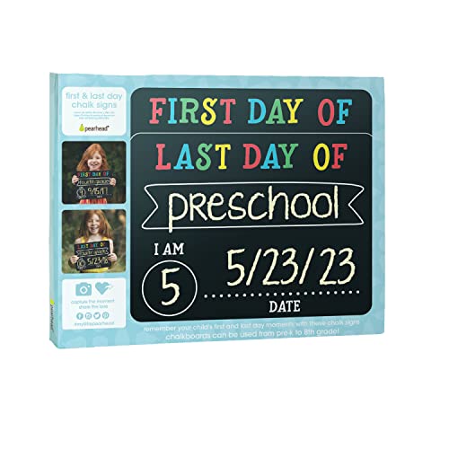 Pearhead Photosharing Chalkboard Signs, Perfect to Commemorate the First and Last Day of School, 2 Chalkboard Signs for School Celebrations and Milestones, 2 Count (Pack of 1) Packaging may vary