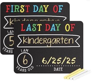 pearhead photosharing chalkboard signs, perfect to commemorate the first and last day of school, 2 chalkboard signs for school celebrations and milestones, 2 count (pack of 1) packaging may vary