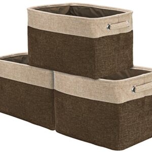 Sorbus Fabric Storage Cubes 15 Inch - Big Sturdy Collapsible Storage Bins with Dual Handles - Foldable Baskets for Organizing -Decorative Storage Baskets for Shelves | Home & Office Use -3 Pack| Brown