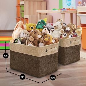 Sorbus Fabric Storage Cubes 15 Inch - Big Sturdy Collapsible Storage Bins with Dual Handles - Foldable Baskets for Organizing -Decorative Storage Baskets for Shelves | Home & Office Use -3 Pack| Brown