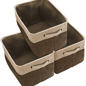 Sorbus Fabric Storage Cubes 15 Inch - Big Sturdy Collapsible Storage Bins with Dual Handles - Foldable Baskets for Organizing -Decorative Storage Baskets for Shelves | Home & Office Use -3 Pack| Brown