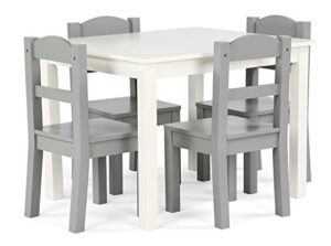 humble crew, white/grey kids wood table and 4 chairs set