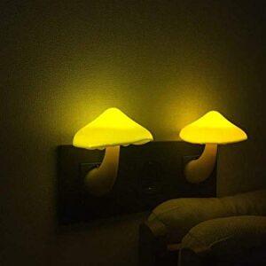 Sensor LED Night Lights for Adults Kids NightLight Cute Mushroom Night Light Plug in Wall Lamps for Bedroom, Bathroom,Toilet, Stairs, Kitchen, Hallway Corridor Warm Yellow