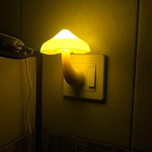 Sensor LED Night Lights for Adults Kids NightLight Cute Mushroom Night Light Plug in Wall Lamps for Bedroom, Bathroom,Toilet, Stairs, Kitchen, Hallway Corridor Warm Yellow