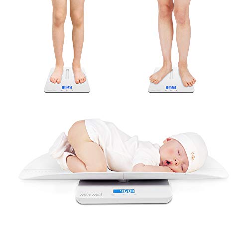 MomMed Baby Scale, Multi-Function Toddler Scale, Baby Scale Digital, Pet Scale, Infant Scale with Hold Function, Blue Backlight, Weight and Height Track