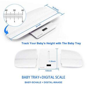 MomMed Baby Scale, Multi-Function Toddler Scale, Baby Scale Digital, Pet Scale, Infant Scale with Hold Function, Blue Backlight, Weight and Height Track