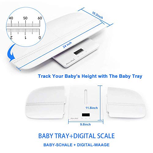 MomMed Baby Scale, Multi-Function Toddler Scale, Baby Scale Digital, Pet Scale, Infant Scale with Hold Function, Blue Backlight, Weight and Height Track