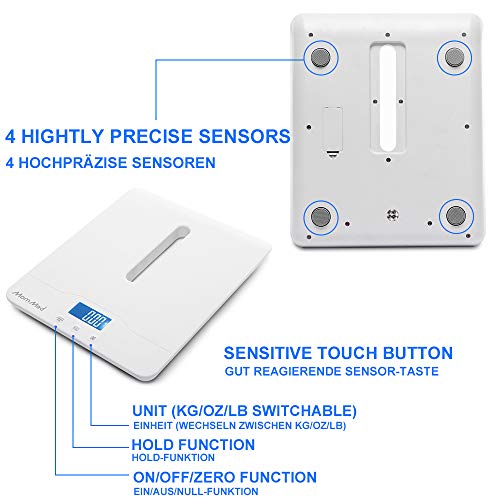 MomMed Baby Scale, Multi-Function Toddler Scale, Baby Scale Digital, Pet Scale, Infant Scale with Hold Function, Blue Backlight, Weight and Height Track