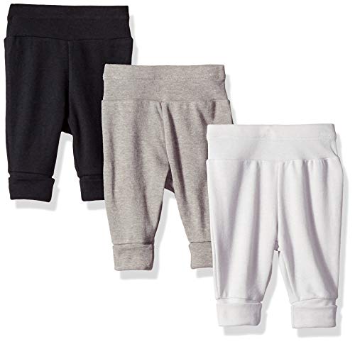 Hanes Baby Pants, Flexy Soft Knit Pull-on Sweatpants, Stretch Joggers for Babies & Toddlers, 3-Pack, Grey, 0-6 Months