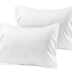 Travel Pillowcase 12X16 500 Thread Count Egyptian Cotton Set of 2 Toddler Pillowcase with Zipper Closer White Solid with 100% Egyptian Cotton (Toddler Travel 12x16 Zipper, White Solid)