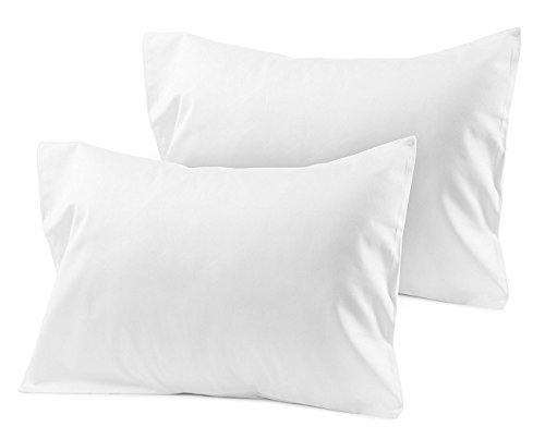 Travel Pillowcase 12X16 500 Thread Count Egyptian Cotton Set of 2 Toddler Pillowcase with Zipper Closer White Solid with 100% Egyptian Cotton (Toddler Travel 12x16 Zipper, White Solid)