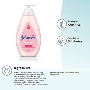 Johnson's Baby Body Moisture Wash for Gentle Baby Skin Care, Sulfate-Free, Tear-Free, Hypoallergenic Baby Wash, 27.1 fl. oz