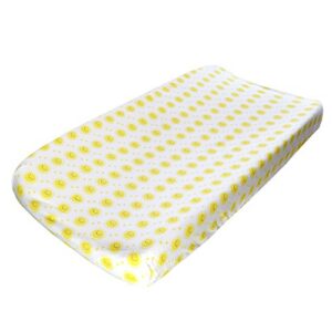 hello spud - yellow sunshine changing pad cover organic cotton jersey - super soft