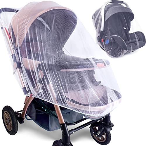 Mosquito Net for Stroller - 2 Pack Durable Baby Stroller Mosquito Net - Perfect Bug Net for Strollers, Bassinets, Cradles, Playards, Pack N Plays and Portable Mini Crib (White) …