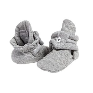 burt's bees baby baby girls booties, organic cotton adjustable infant shoes slipper sock, heather grey quilted, 0-3 months us
