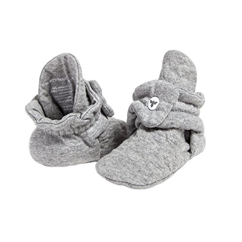 Burt's Bees Baby baby girls Booties, Organic Cotton Adjustable Infant Shoes Slipper Sock, Heather Grey Quilted, 0-3 Months US