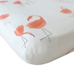 baby changing pad cover set muslin, portable contoured diaper change pad sheet for boys and girls by vlokup, flamingo