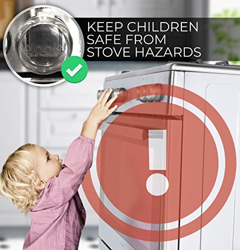 Clear Stove Knob Covers (5 Pack) Child Safety Guards, Durable Design - Baby Proof - Jool Baby